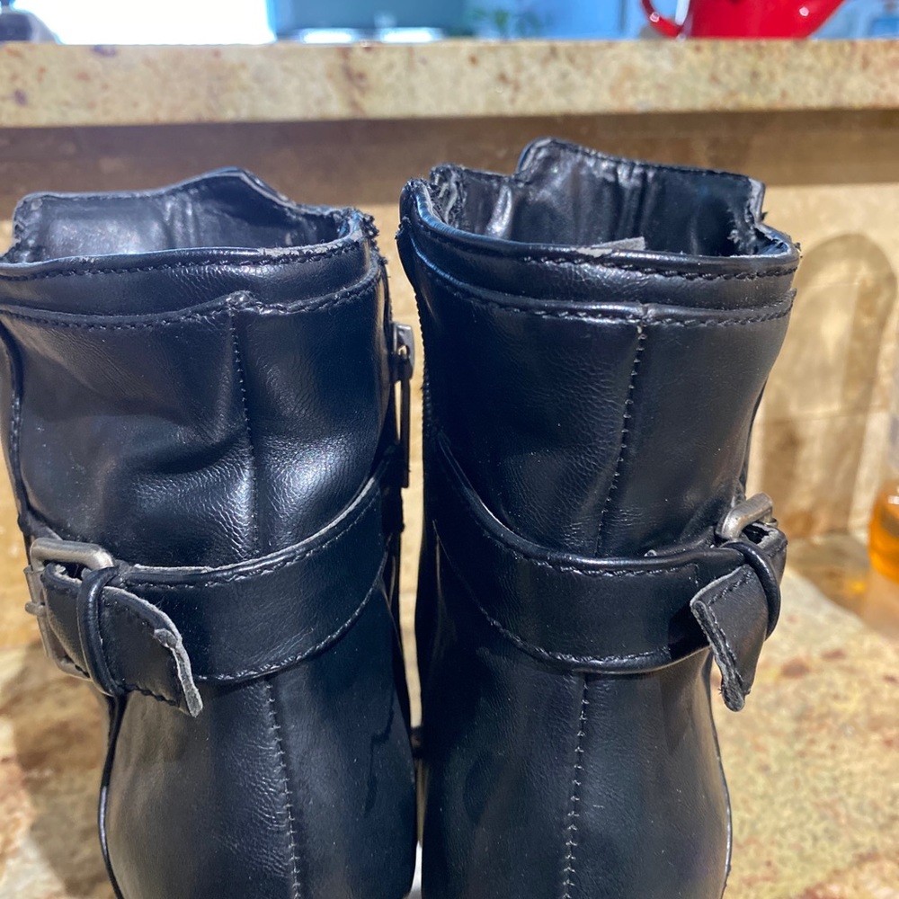 Nine West Womens Black  Leather Platform Boots 5" Heel Round Toe Size 6 - Picture 9 of 14